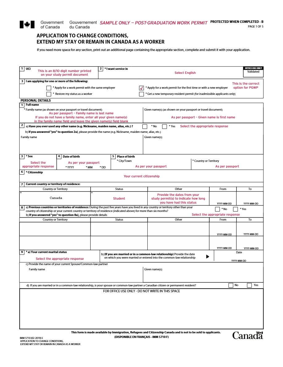 Form IMM 5710 Preview